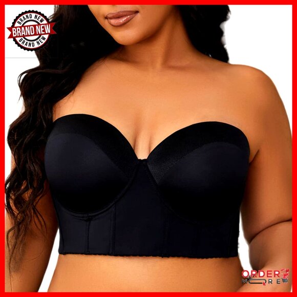 Longline Strapless Bra Full Coverage Corset Smoothing Support Detachable Straps